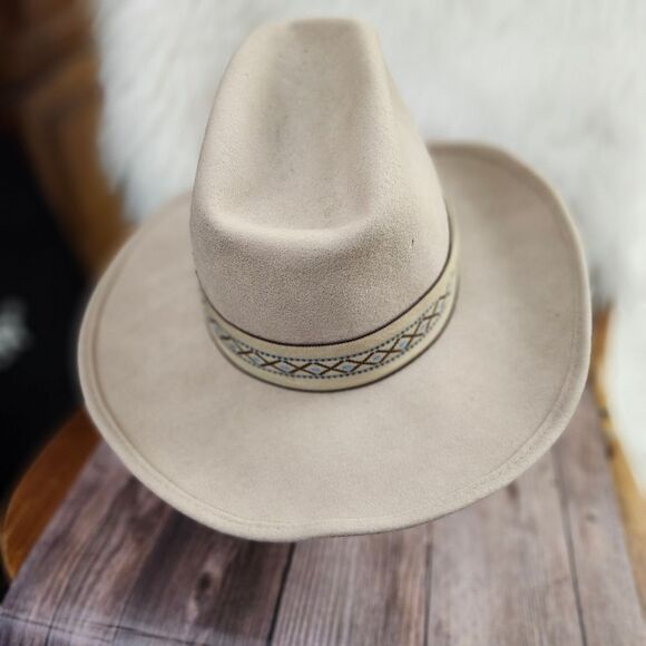 B By Bollman VTG‎ Wide Rim Western Wool USA Wool Mens Hat Sz 7 1/4 - Picture 6 of 10